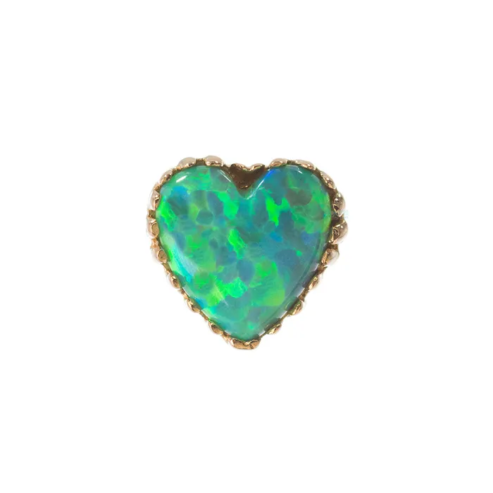 threadless Heart Opal End in Gold Anatometal Earrings