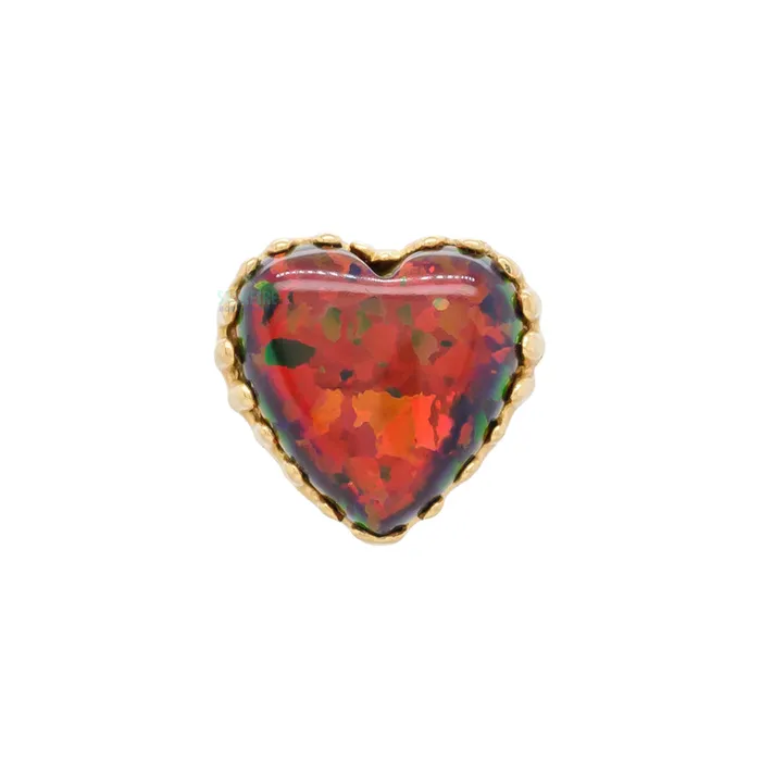 threadless Heart Opal End in Gold Anatometal Earrings