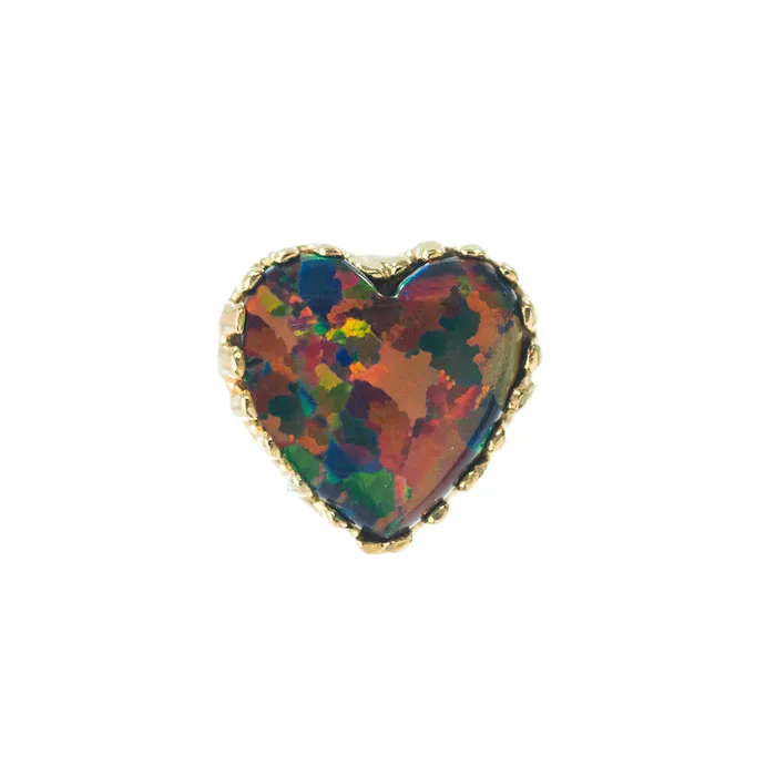 threadless Heart Opal End in Gold Anatometal Earrings