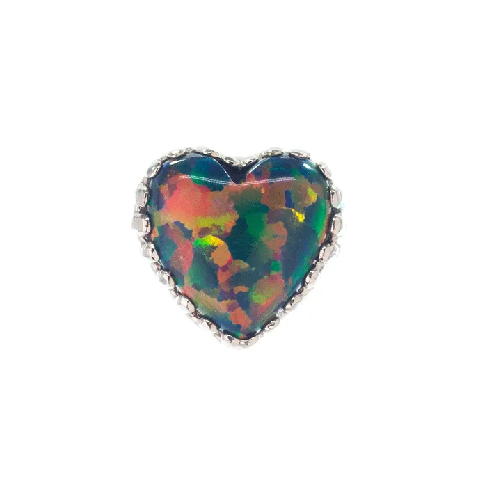 threadless Heart Opal End in Gold Anatometal Earrings