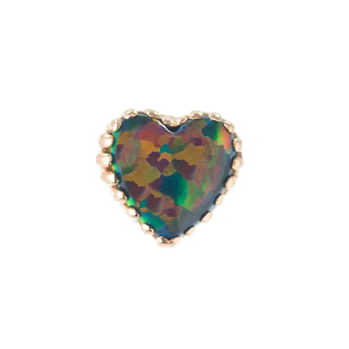 threadless Heart Opal End in Gold Anatometal Earrings