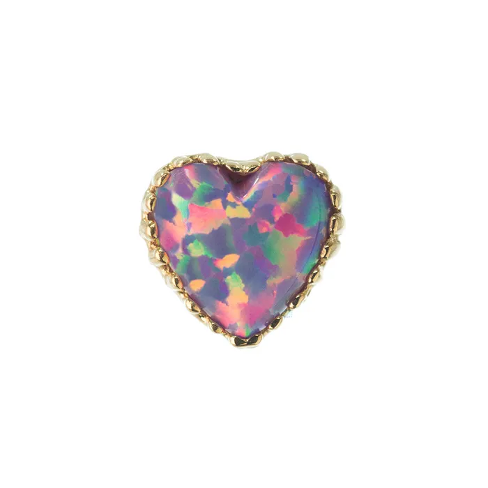 threadless Heart Opal End in Gold Anatometal Earrings