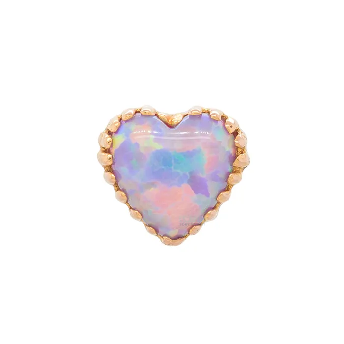 threadless Heart Opal End in Gold Anatometal Earrings