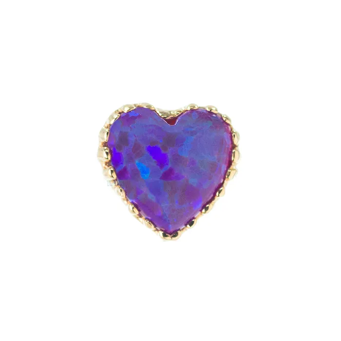 threadless Heart Opal End in Gold Anatometal Earrings