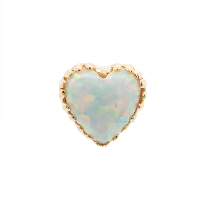 threadless Heart Opal End in Gold Anatometal Earrings
