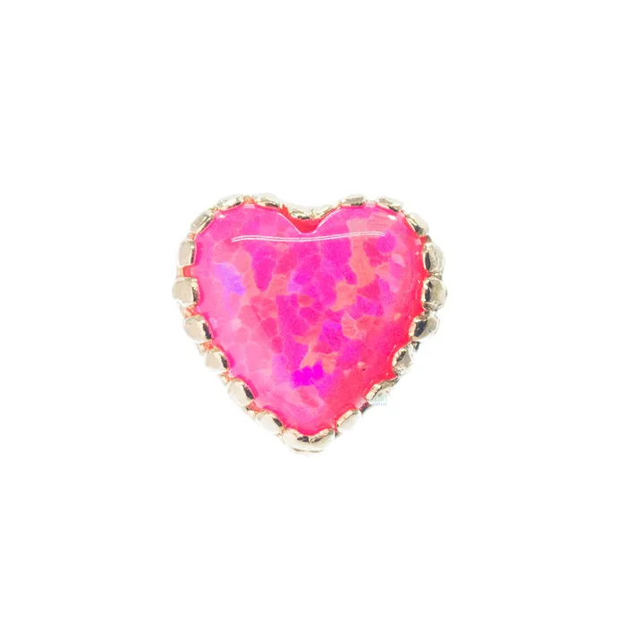 threadless Heart Opal End in Gold Anatometal Earrings