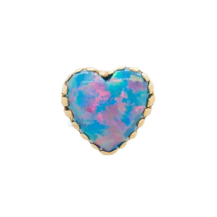 threadless Heart Opal End in Gold Anatometal Earrings