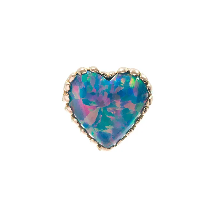 threadless Heart Opal End in Gold Anatometal Earrings