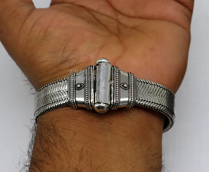 14 mm 8or 85 solid flat 925 sterling silver handmade gorgeous wheat chain flexible bracelet belt unisex heavy bracelet India sbr431 TRIBAL ORNAMENTS Bracelets