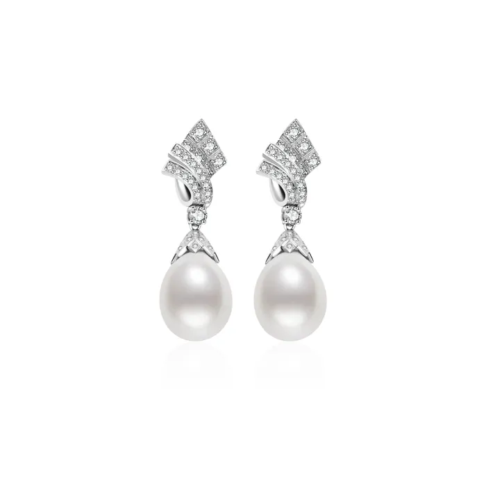 18k Solid Gold Australian White Pearl Earring KE00228 Pearly Lustre Earrings