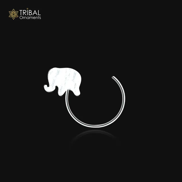 925 sterling silver elephant design handmade fabulous nose pin u band tribal jewelry np86 TRIBAL ORNAMENTS Rings