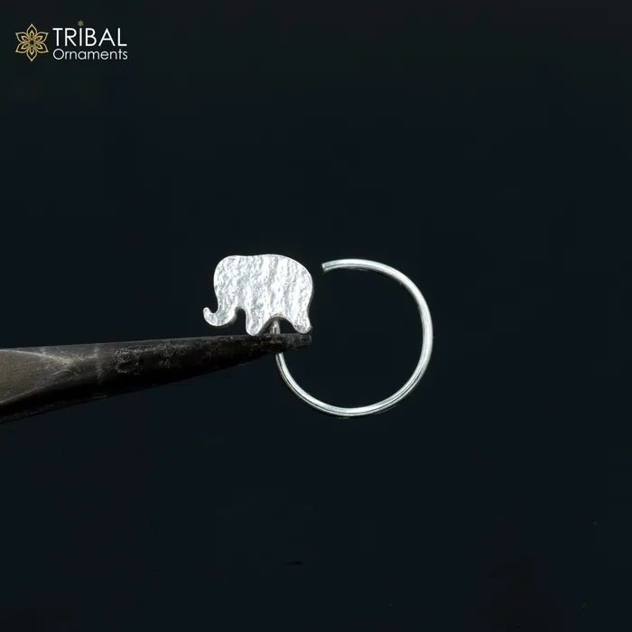 925 sterling silver elephant design handmade fabulous nose pin u band tribal jewelry np86 TRIBAL ORNAMENTS Rings