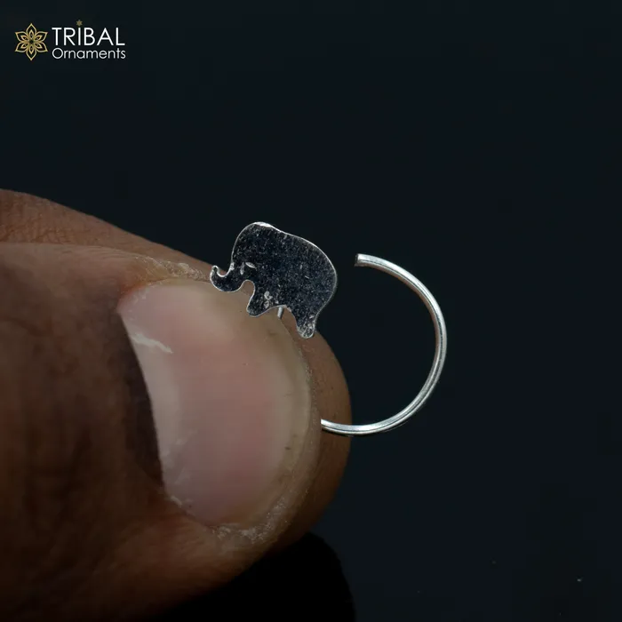 925 sterling silver elephant design handmade fabulous nose pin u band tribal jewelry np86 TRIBAL ORNAMENTS Rings
