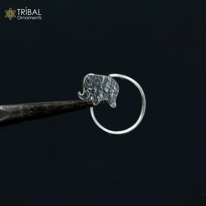 925 sterling silver elephant design handmade fabulous nose pin u band tribal jewelry np86 TRIBAL ORNAMENTS Rings