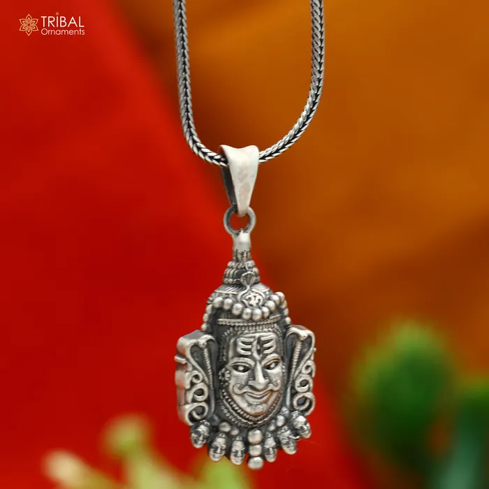 925 sterling silver lord Mahakal divine Pendant with chain tribal jewellery nsp1017 TRIBAL ORNAMENTS Necklaces 925 sterling silver lord Mahakal divine Pendant with chain tribal jewellery nsp1017 TRIBAL ORNAMENTS Necklaces
