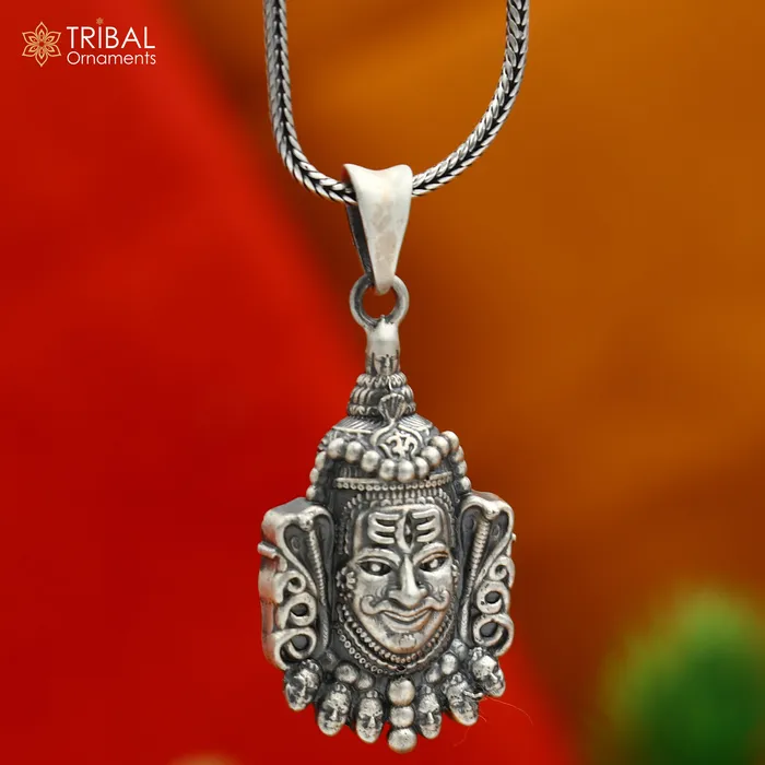 925 sterling silver lord Mahakal divine Pendant with chain tribal jewellery nsp1017 TRIBAL ORNAMENTS Necklaces 925 sterling silver lord Mahakal divine Pendant with chain tribal jewellery nsp1017 TRIBAL ORNAMENTS Necklaces