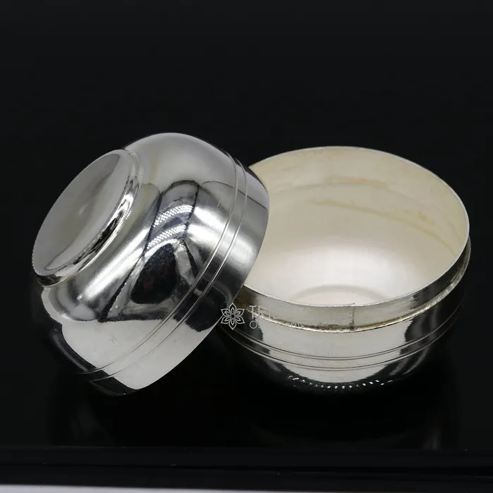 999 fine silver handmade gorgeous small idols Prasadam box trinket box container box solid silver puja article utensils su1107 TRIBAL ORNAMENTS Necklaces