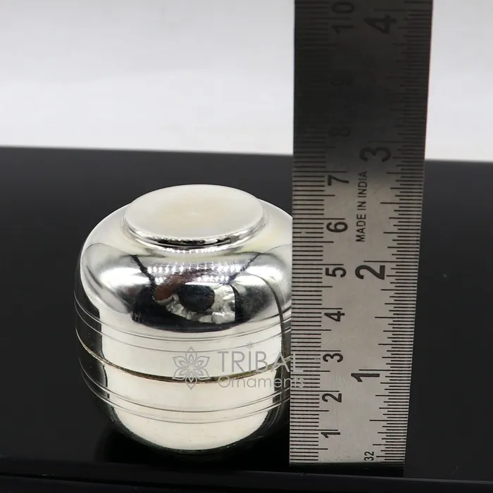 999 fine silver handmade gorgeous small idols Prasadam box trinket box container box solid silver puja article utensils su1107 TRIBAL ORNAMENTS Necklaces