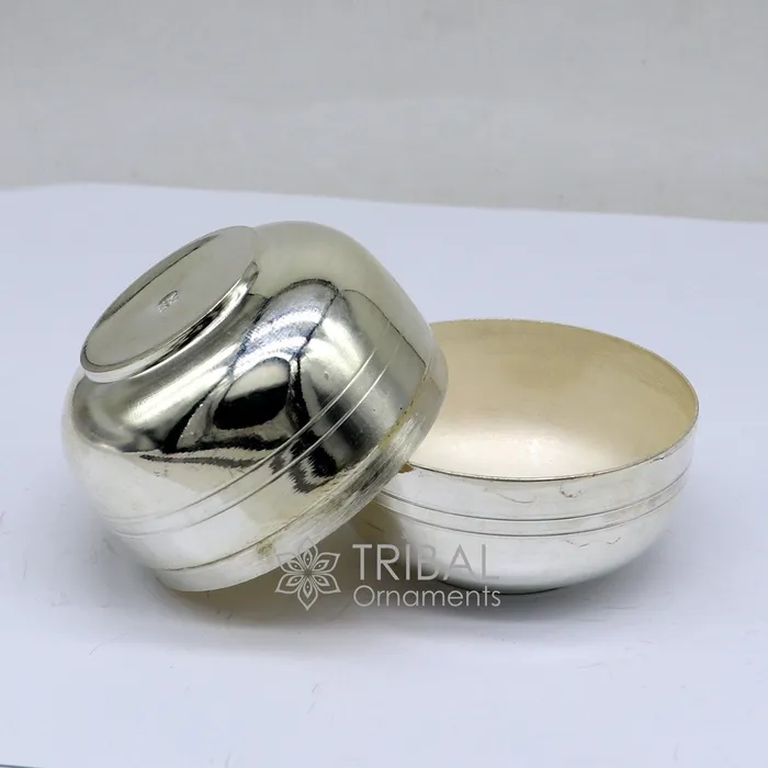 999 fine silver handmade gorgeous small idols Prasadam box trinket box container box solid silver puja article utensils su1107 TRIBAL ORNAMENTS Necklaces