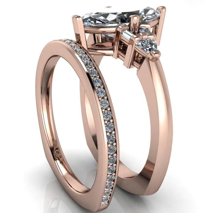 Alivia Marquise Center Stone Split Diamond Euro Shank Ring Fire Brilliance Rings