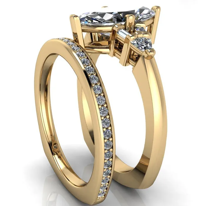 Alivia Marquise Center Stone Split Diamond Euro Shank Ring Fire Brilliance Rings