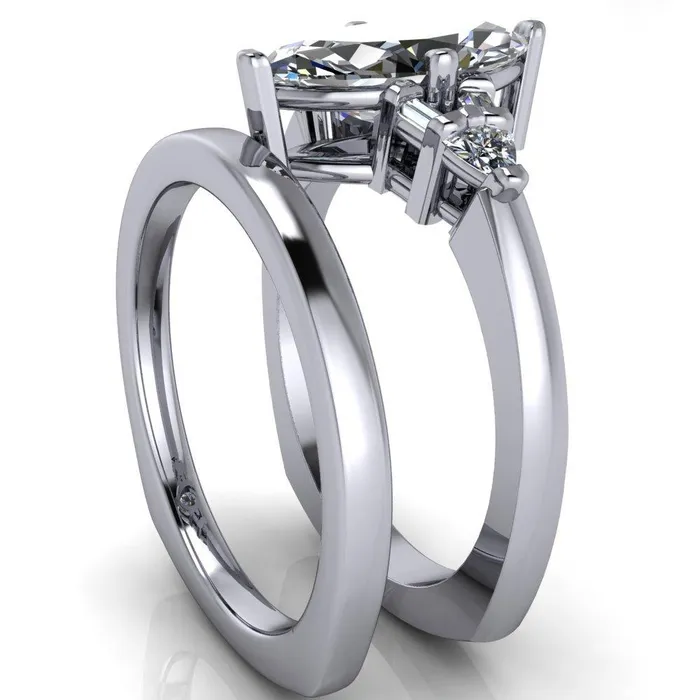 Alivia Marquise Center Stone Split Diamond Euro Shank Ring Fire Brilliance Rings