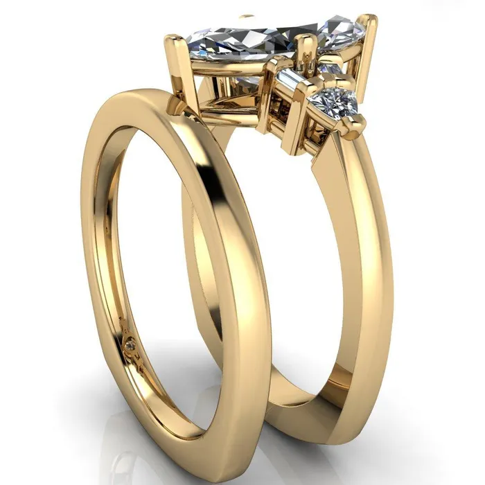 Alivia Marquise Center Stone Split Diamond Euro Shank Ring Fire Brilliance Rings