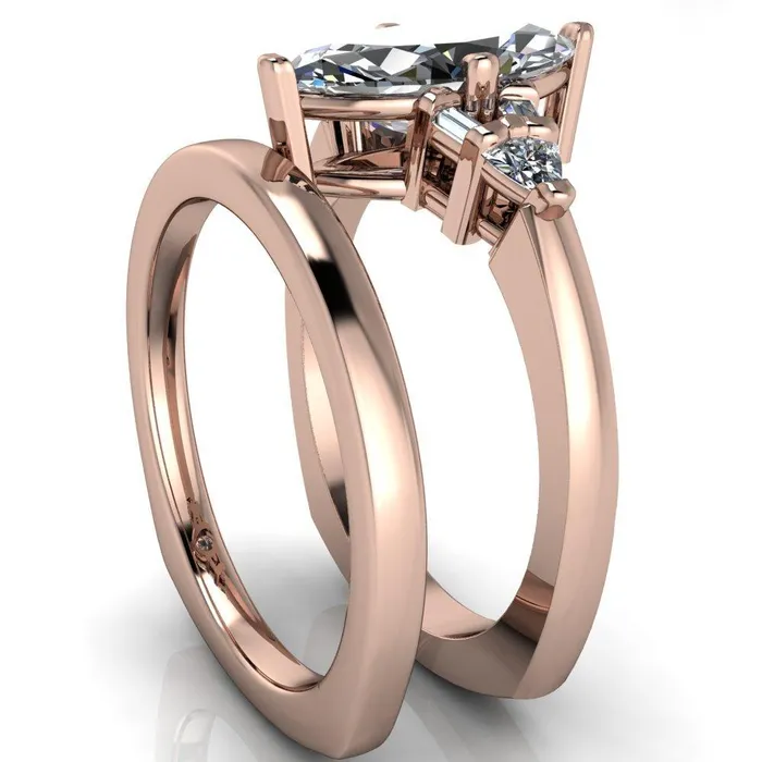 Alivia Marquise Center Stone Split Diamond Euro Shank Ring Fire Brilliance Rings