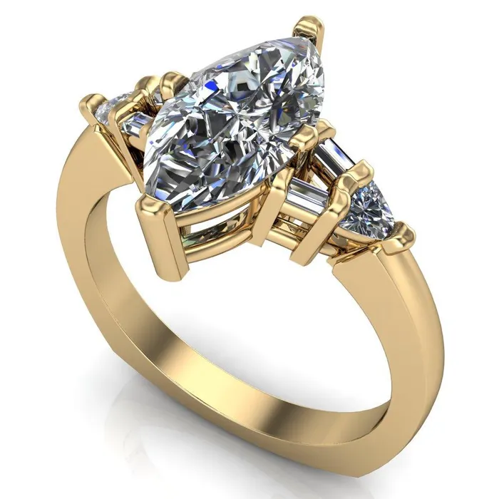 Alivia Marquise Center Stone Split Diamond Euro Shank Ring Fire Brilliance Rings