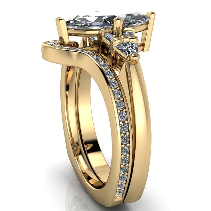 Alivia Marquise Center Stone Split Diamond Euro Shank Ring Fire Brilliance Rings