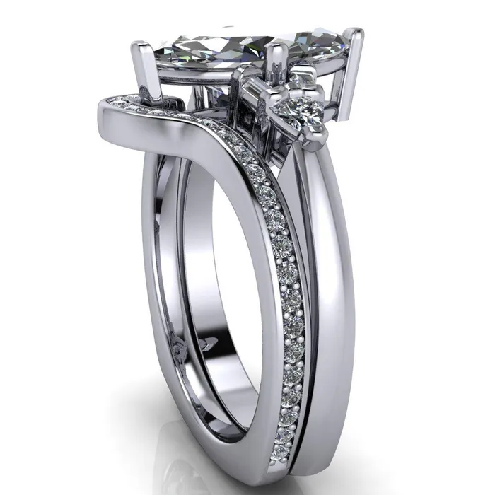 Alivia Marquise Center Stone Split Diamond Euro Shank Ring Fire Brilliance Rings