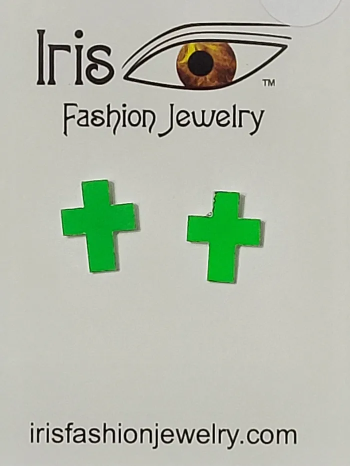AZ1618 Green Cross Earrings 01 Earrings