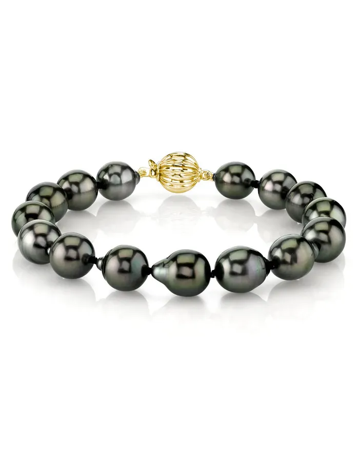 Bracelets spt Black Tahitian DropShape Pearl Bracelet AAA Quality Choose Size