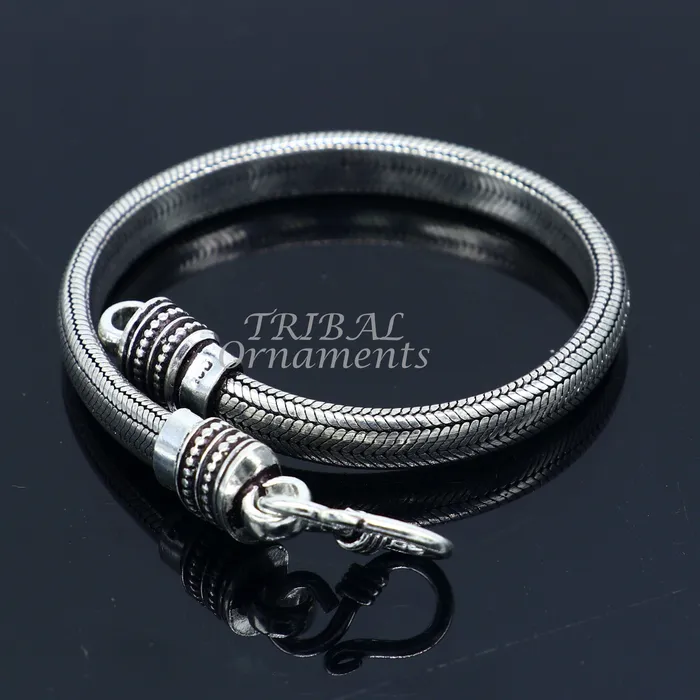 Bracelets TRIBAL ORNAMENTS 7MM 925 sterling silver handmade amazing snake chain flexible unisex D shape half round bracelet elegant wrist belt bracelet india sbr377