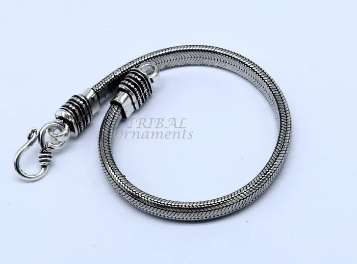 Bracelets TRIBAL ORNAMENTS 7MM 925 sterling silver handmade amazing snake chain flexible unisex D shape half round bracelet elegant wrist belt bracelet india sbr377