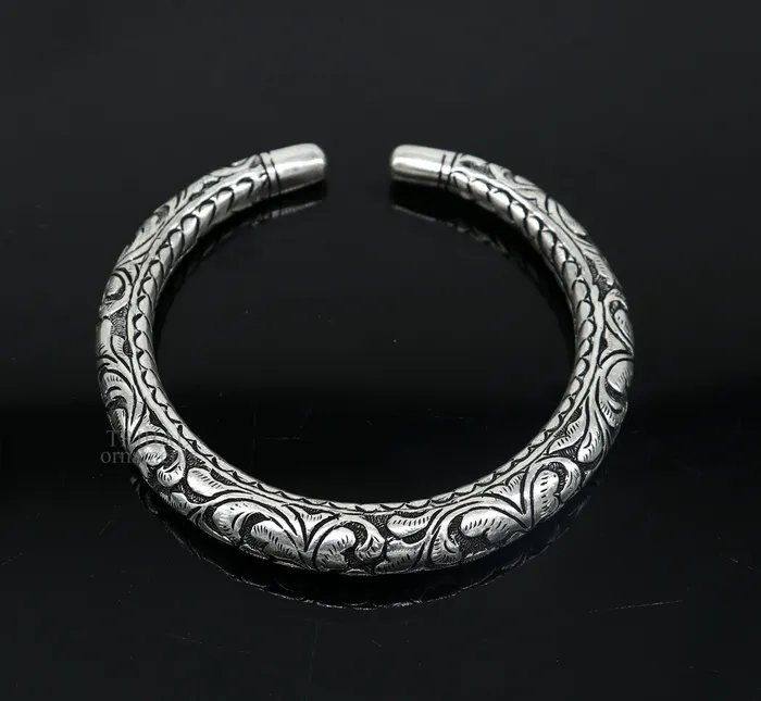 Bracelets TRIBAL ORNAMENTS 925 Sterling silver handmade fabulous chitai work customized bangle bracelet kada with pearl unisex personalized tribal jewelry nsk450 Bracelets TRIBAL ORNAMENTS 925 Sterling silver handmade fabulous chitai work customized bangle bracelet kada with pearl unisex personalized tribal jewelry nsk450