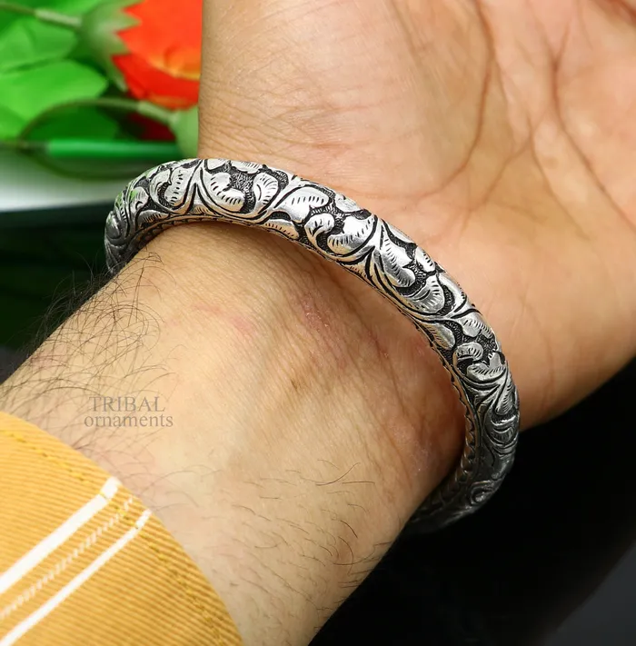 Bracelets TRIBAL ORNAMENTS 925 Sterling silver handmade fabulous chitai work customized bangle bracelet kada with pearl unisex personalized tribal jewelry nsk450 Bracelets TRIBAL ORNAMENTS 925 Sterling silver handmade fabulous chitai work customized bangle bracelet kada with pearl unisex personalized tribal jewelry nsk450