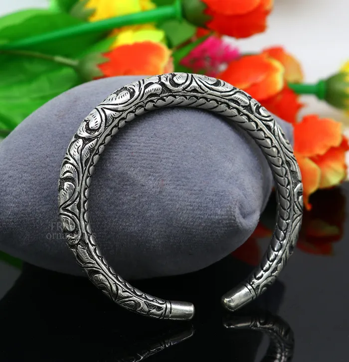 Bracelets TRIBAL ORNAMENTS 925 Sterling silver handmade fabulous chitai work customized bangle bracelet kada with pearl unisex personalized tribal jewelry nsk450 Bracelets TRIBAL ORNAMENTS 925 Sterling silver handmade fabulous chitai work customized bangle bracelet kada with pearl unisex personalized tribal jewelry nsk450