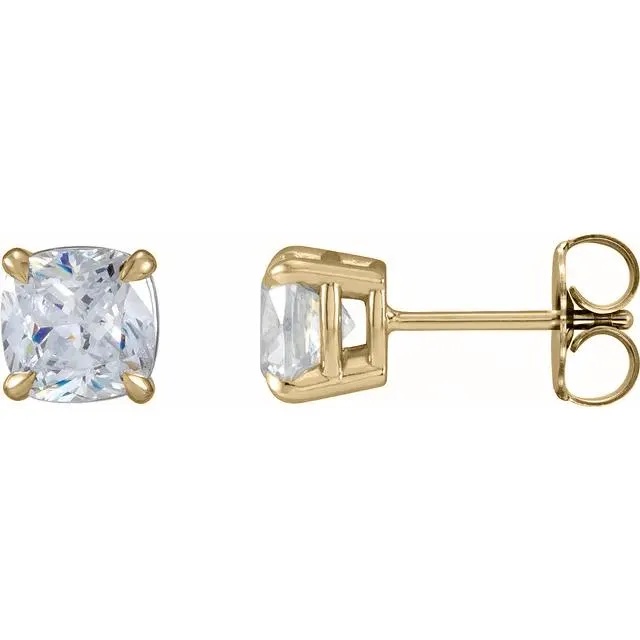 Charles Colvard Earrings Cushion Center 4 Prong Earrings