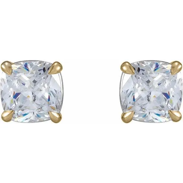 Charles Colvard Earrings Cushion Center 4 Prong Earrings