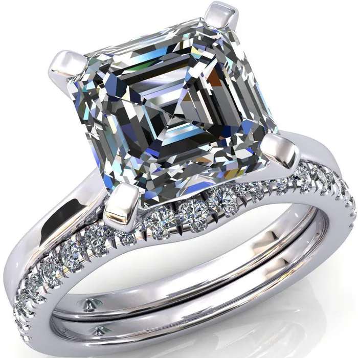 Darci Asscher Moissanite 4 Prong Cathedral Solitaire Engagement Ring Fire Brilliance Rings Darci Asscher Moissanite 4 Prong Cathedral Solitaire Engagement Ring Fire Brilliance Rings