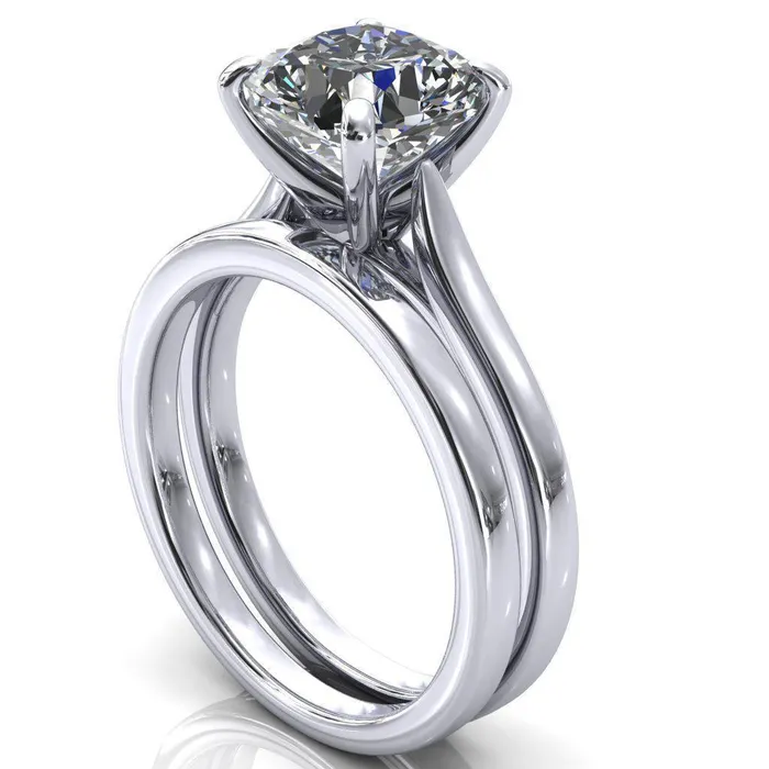 Darci Asscher Moissanite 4 Prong Cathedral Solitaire Engagement Ring Fire Brilliance Rings