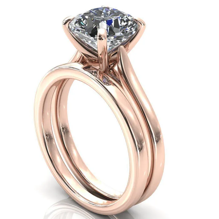 Darci Asscher Moissanite 4 Prong Cathedral Solitaire Engagement Ring Fire Brilliance Rings