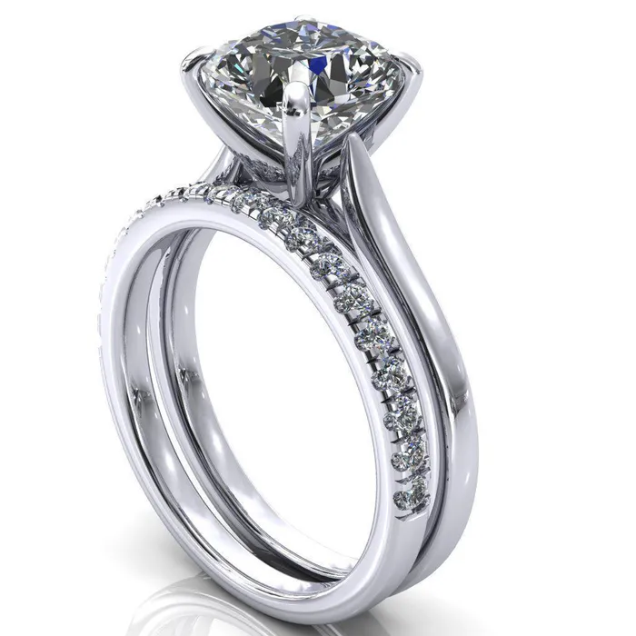 Darci Asscher Moissanite 4 Prong Cathedral Solitaire Engagement Ring Fire Brilliance Rings