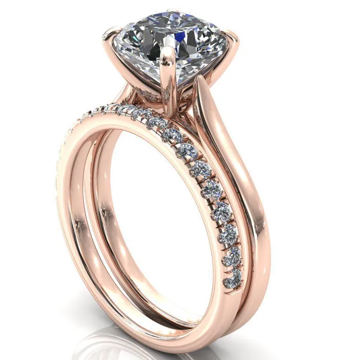 Darci Asscher Moissanite 4 Prong Cathedral Solitaire Engagement Ring Fire Brilliance Rings
