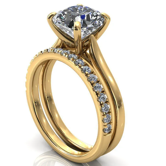 Darci Asscher Moissanite 4 Prong Cathedral Solitaire Engagement Ring Fire Brilliance Rings