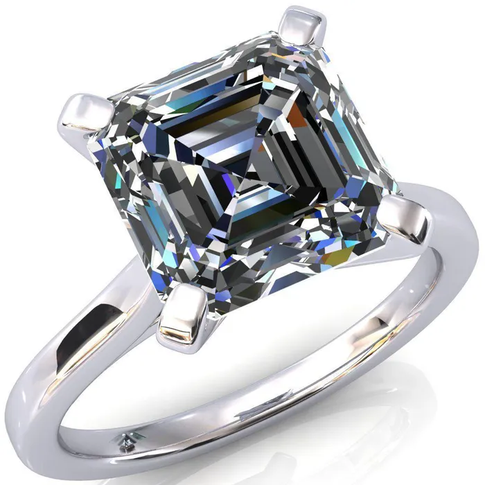 Darci Asscher Moissanite 4 Prong Cathedral Solitaire Engagement Ring Fire Brilliance Rings