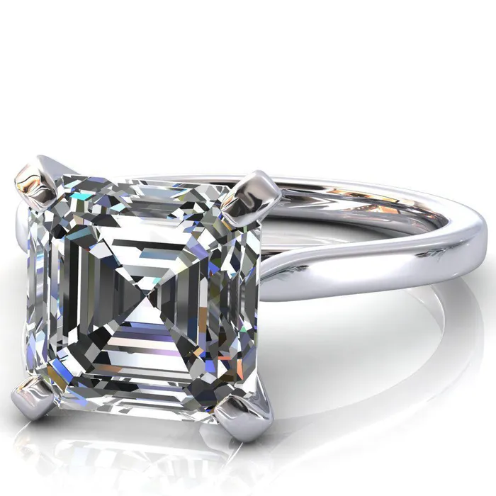 Darci Asscher Moissanite 4 Prong Cathedral Solitaire Engagement Ring Fire Brilliance Rings