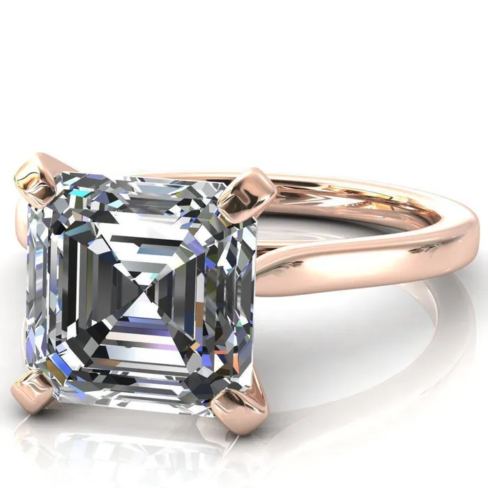 Darci Asscher Moissanite 4 Prong Cathedral Solitaire Engagement Ring Fire Brilliance Rings