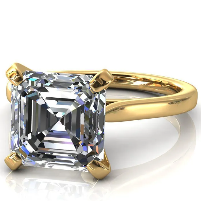 Darci Asscher Moissanite 4 Prong Cathedral Solitaire Engagement Ring Fire Brilliance Rings